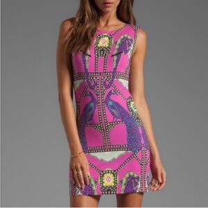 Mara Hoffman Caravan Bodycon Jersey Mini Dress Elephant Peacock Print Size S
